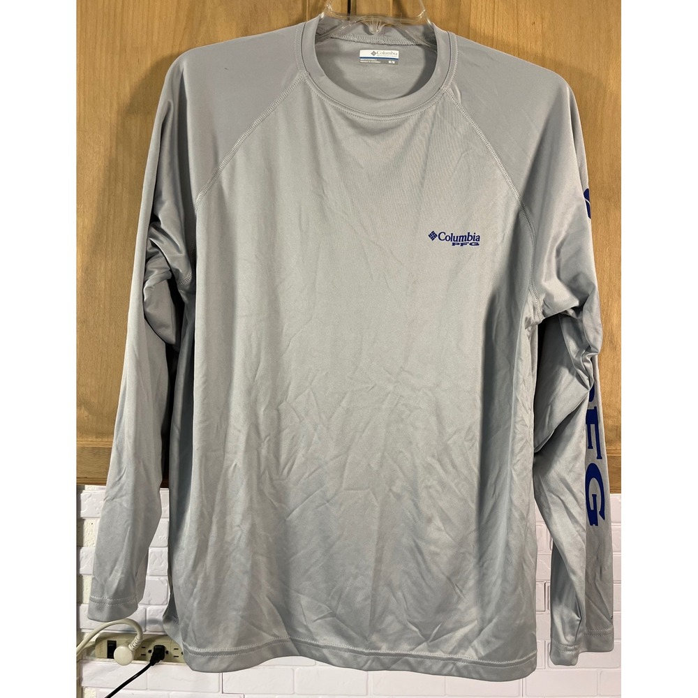 Columbia PFG Shirt Mens Medium Gray Long Sleeve Fishing Omni-Shade FM6094